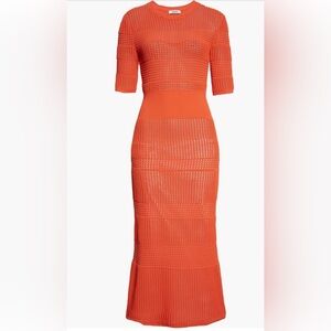 JASON WU Mixed Stitch crewneck Sweater/color Bright Orange Size Large brand new